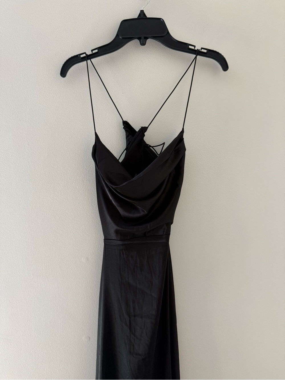 Lyaner Black Slip Maxi Dress with Cowl Neck Size M #Lux-W